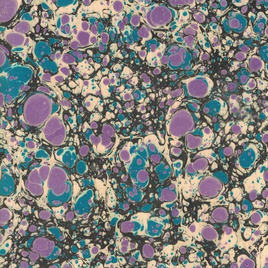 Hand Marbled Paper Stone Marble Pattern in Teal and Purple ~ Berretti Marbled Arts